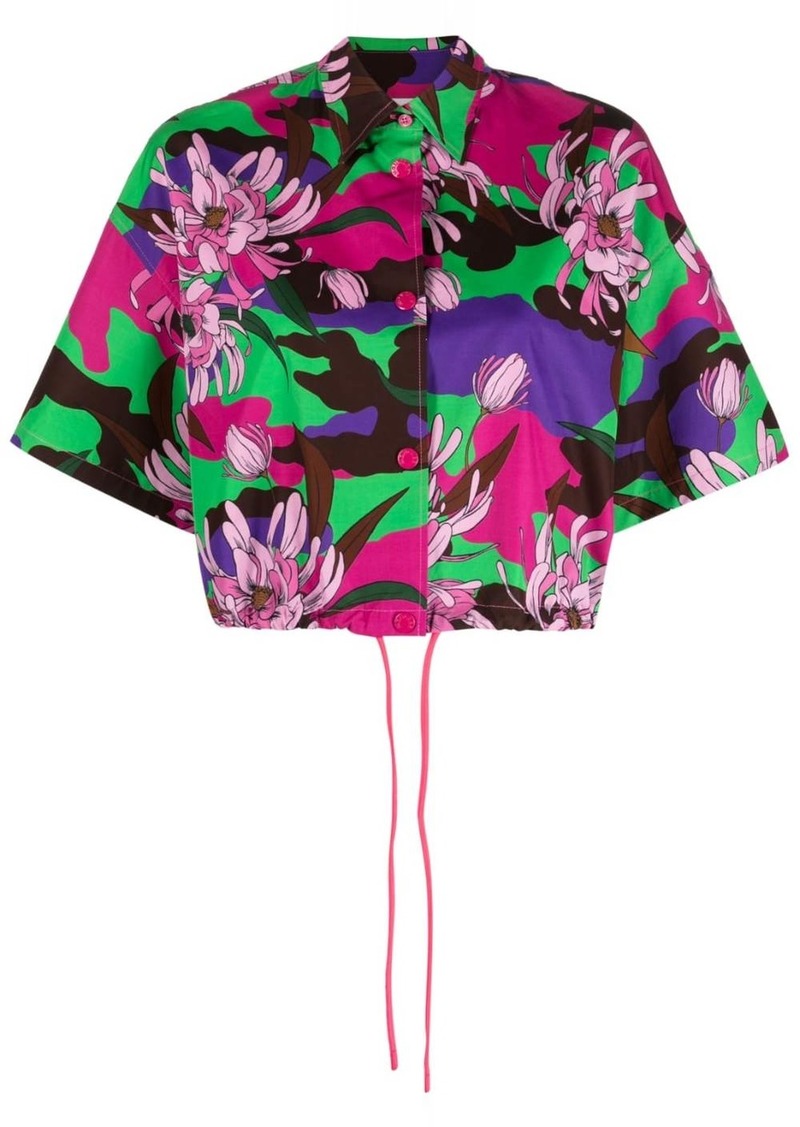 Moncler floral-print cropped shirt