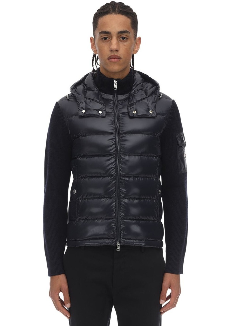 moncler nylon hooded knit down jacket