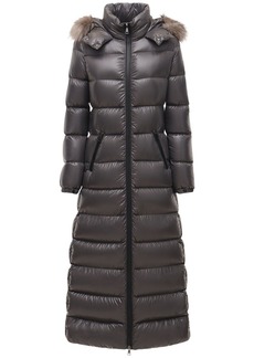 fulmar hooded down puffer coat with removable genuine fox fur trim