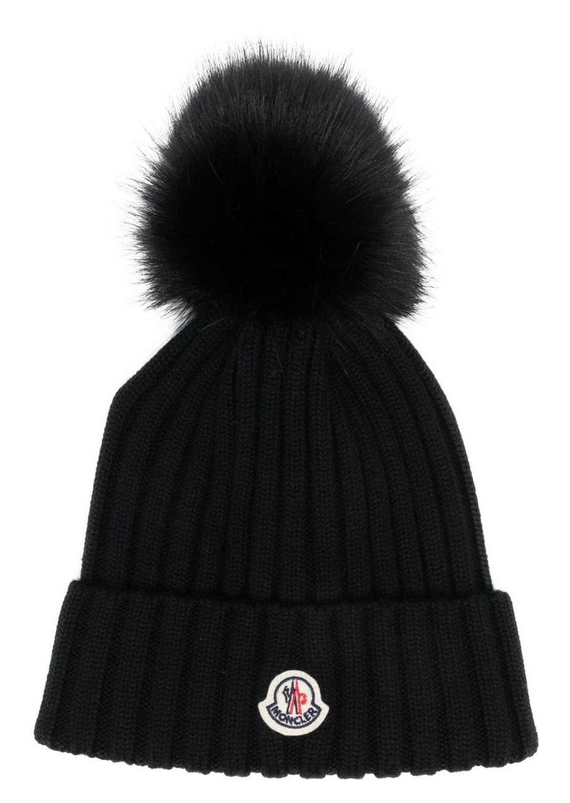 Moncler logo-appliqué ribbed-knit beanie