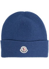 Moncler logo-patch beanie hat