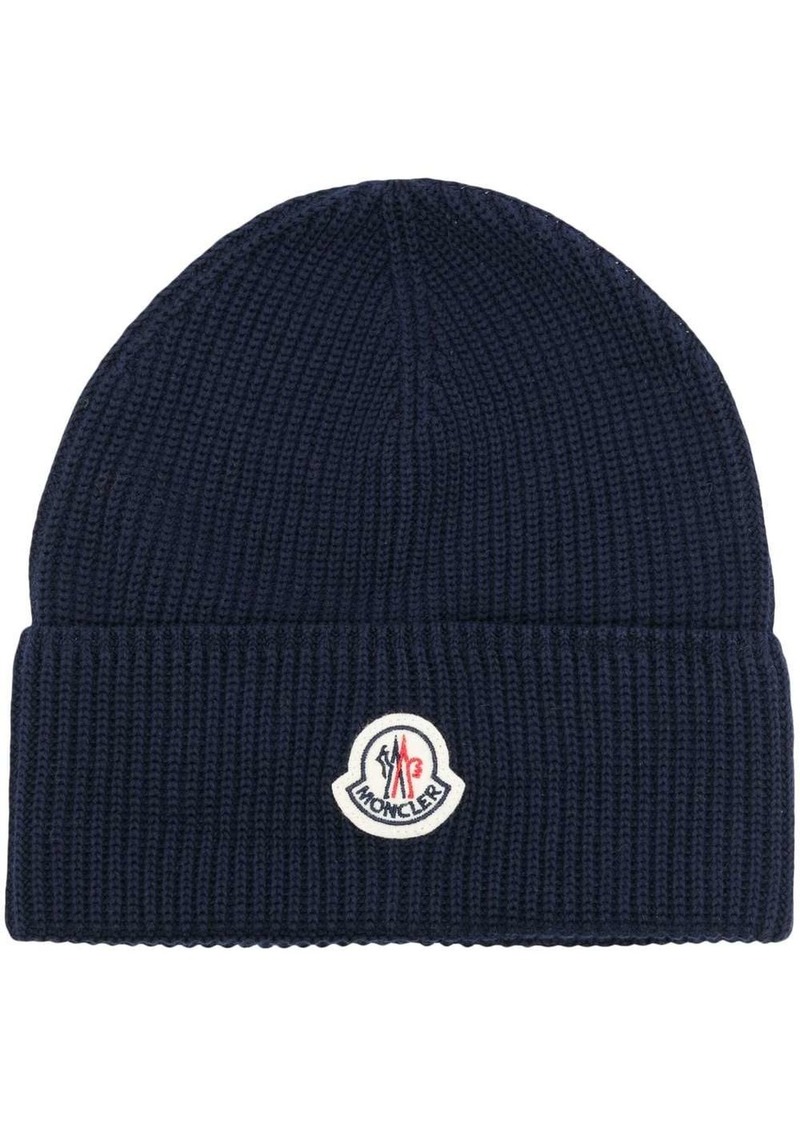 Moncler logo-patch cotton beanie