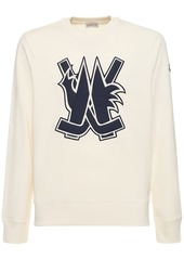 Moncler Logo Patch Cotton Crewneck Sweatshirt
