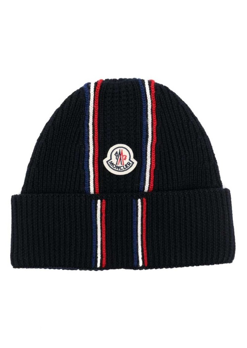 Moncler logo-patch knitted beanie