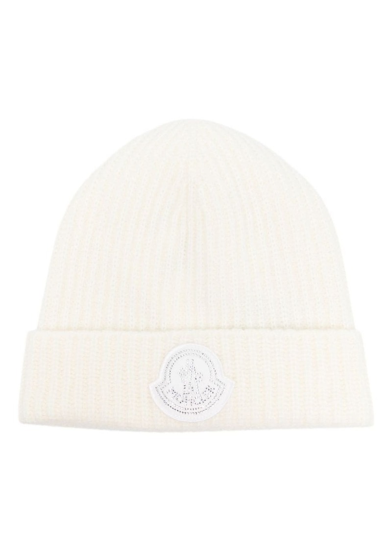 Moncler logo-patch ribbed-knit beanie