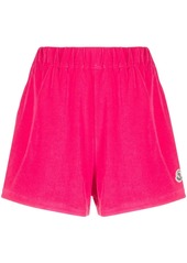 Moncler logo-patch velour shorts