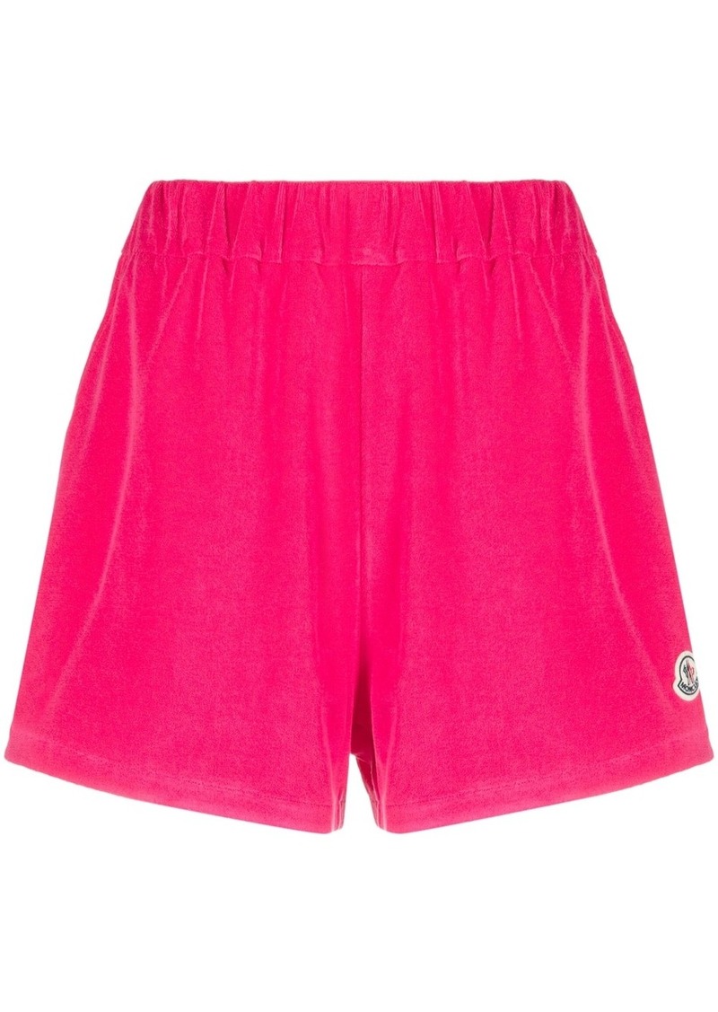 Moncler logo-patch velour shorts