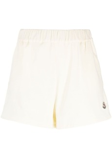 Moncler logo-patch velour shorts