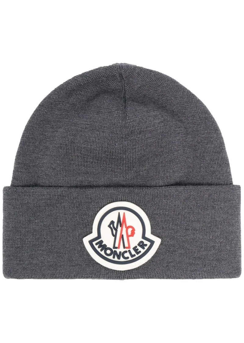 Moncler logo-patch wool beanie