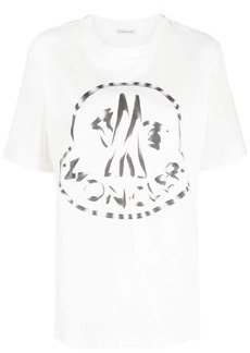 Moncler White Logo Print Short Sleeve T-shirt