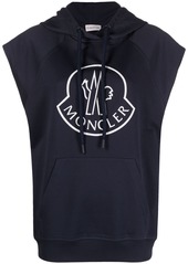 Moncler logo-print sleeveless cotton hoodie