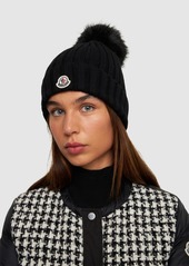 Moncler Logo Tricot Wool Beanie