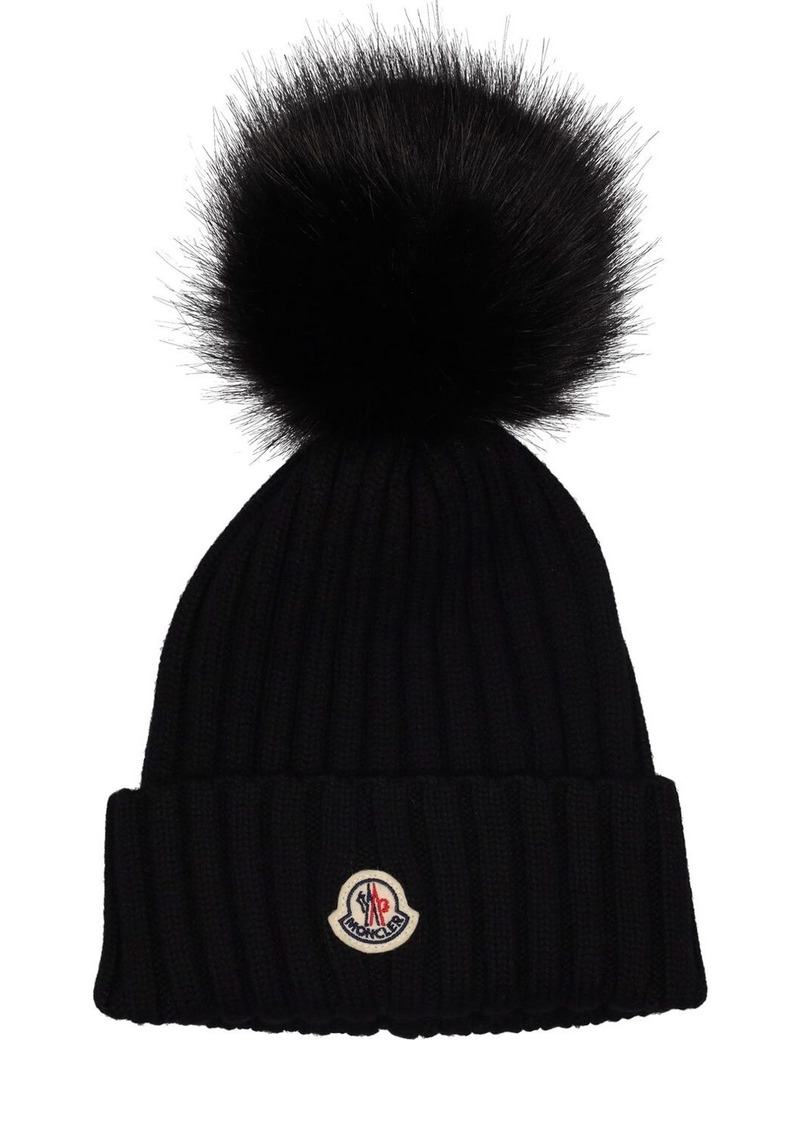 Moncler Logo Tricot Wool Beanie