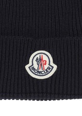 Moncler Logo Wool Rib Knit Beanie