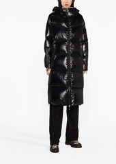 Moncler long down hooded jacket