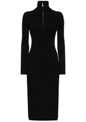 Moncler Maxi Knit Viscose Blend Crepe Dress