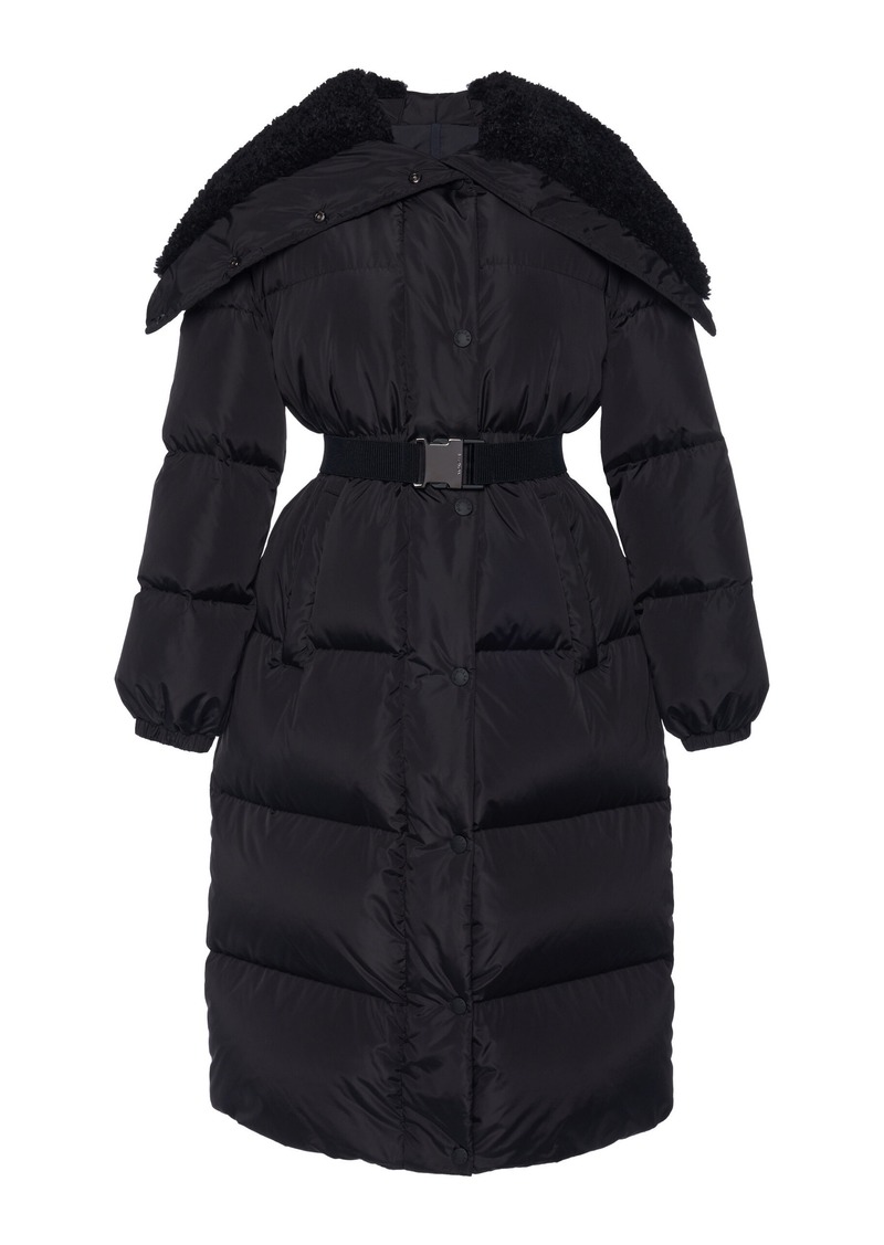 Moncler - Bruneaux Shearling-Trimmed Nylon Down Coat - Black - 3 - Moda Operandi