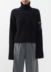 Moncler - Carded Roll-neck Flap-pocket Wool Sweater - Womens - Black