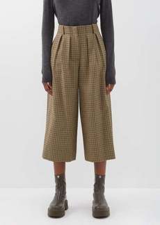 Moncler - Cropped Houndstooth Wool-blend Trousers - Womens - Camel