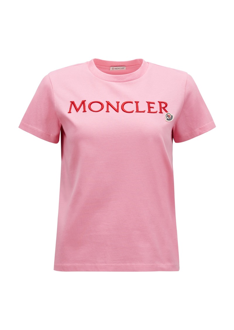 Moncler - Logo Cotton T-Shirt - Pink - XS - Moda Operandi