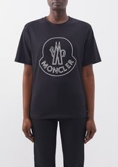 Moncler - Logo-embroidered Cotton-jersey T-shirt - Womens - Black