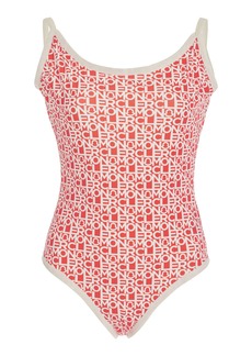 Moncler - Logo One-Piece Swimsuit - Orange - S - Moda Operandi