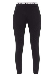 Moncler - Logo-waistband Jersey Leggings - Womens - Black