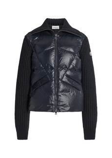 Moncler - Nylon-Trimmed Wool Cardigan - Black - L - Moda Operandi