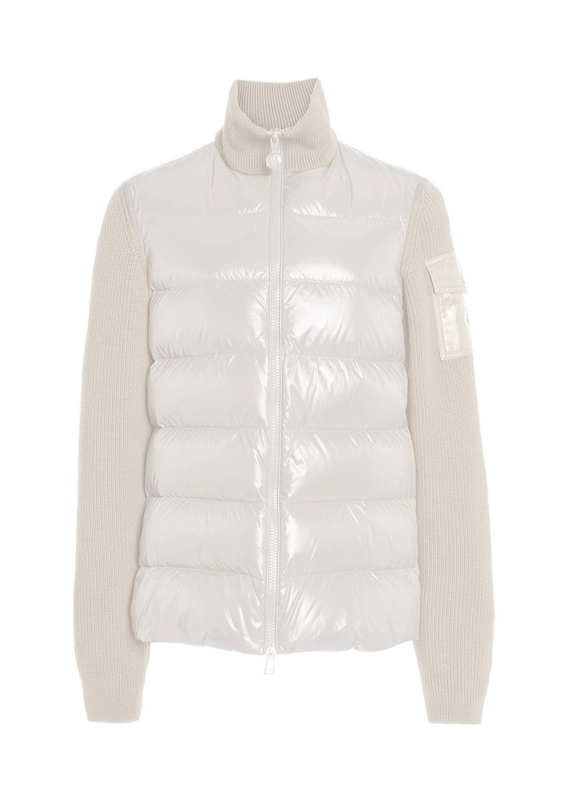 Moncler - Nylon-Trimmed Wool Cardigan - White - L - Moda Operandi