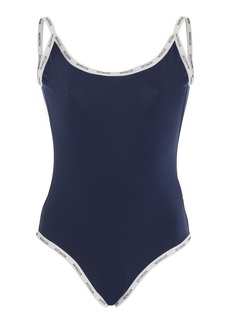 Moncler - One-Piece Swimsuit - Blue - XS - Moda Operandi