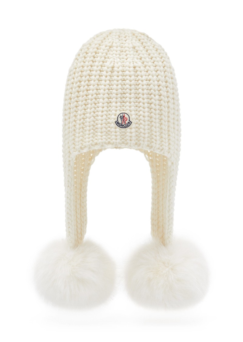 Moncler - Pom-Detailed Knit Hat - White - OS - Moda Operandi