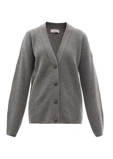 Moncler - Rib-knitted Virgin Wool-blend Cardigan - Womens - Grey
