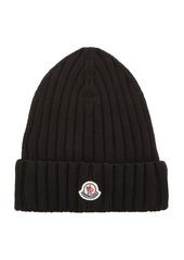 Moncler - Ribbed-Knit Wool Beanie - Black - OS - Moda Operandi