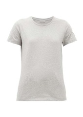 Moncler - Velvet-logo Appliqué Cotton-jersey T-shirt - Womens - Grey