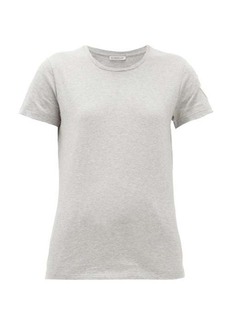 Moncler - Velvet-logo Appliqué Cotton-jersey T-shirt - Womens - Grey
