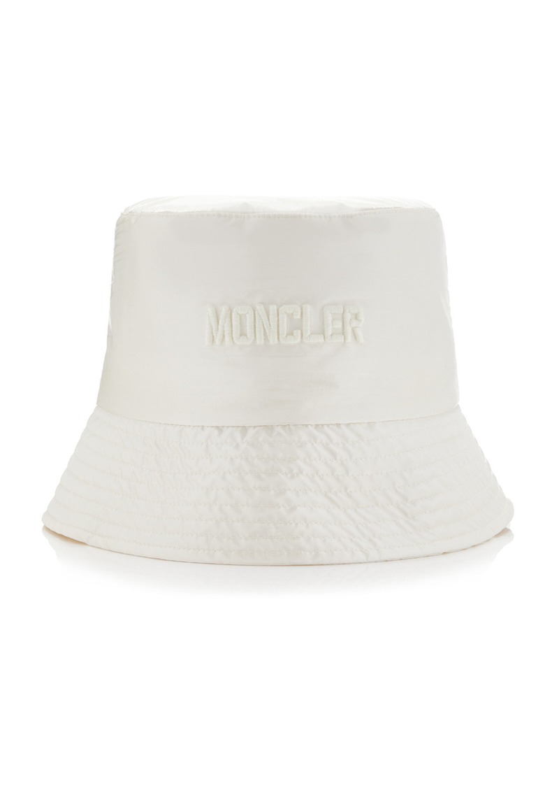 Moncler - Embroidered Nylon Bucket Hat - White - S - Moda Operandi