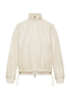 Moncler - Women's Pulcherrima Cotton-Blend Mesh Jacket - White - Moda Operandi
