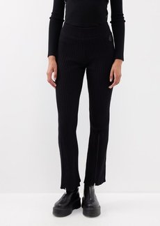 Moncler - Zipped-cuff Ribbed Crepe Trousers - Womens - Black