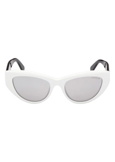 Moncler 53mm Mirrored Cat Eye Sunglasses in White /Smoke Mirror at Nordstrom Rack