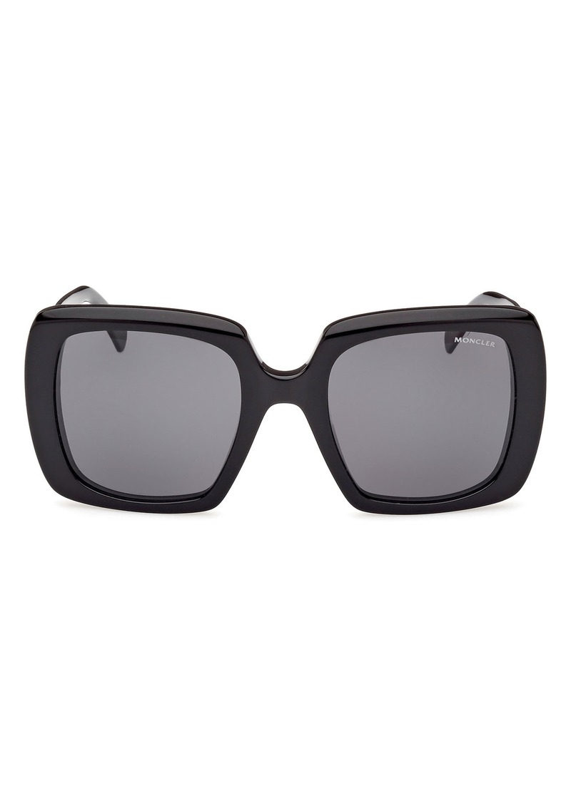 Moncler 53mm Square Sunglasses in Shiny Black /Smoke at Nordstrom Rack