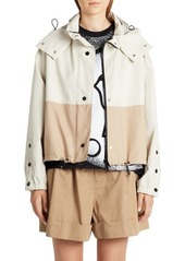 Moncler Akhamar Windbreaker Jacket with Removable Hood in White/Beige Colorblock at Nordstrom