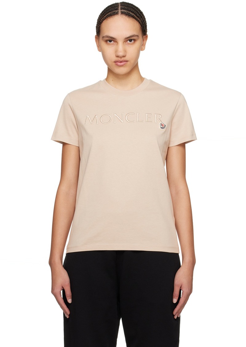 Moncler Beige Embroidered T-Shirt