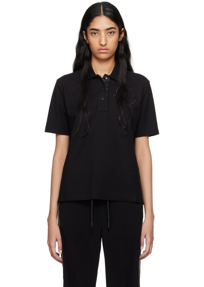 Moncler Black Embroidered-Logo Polo