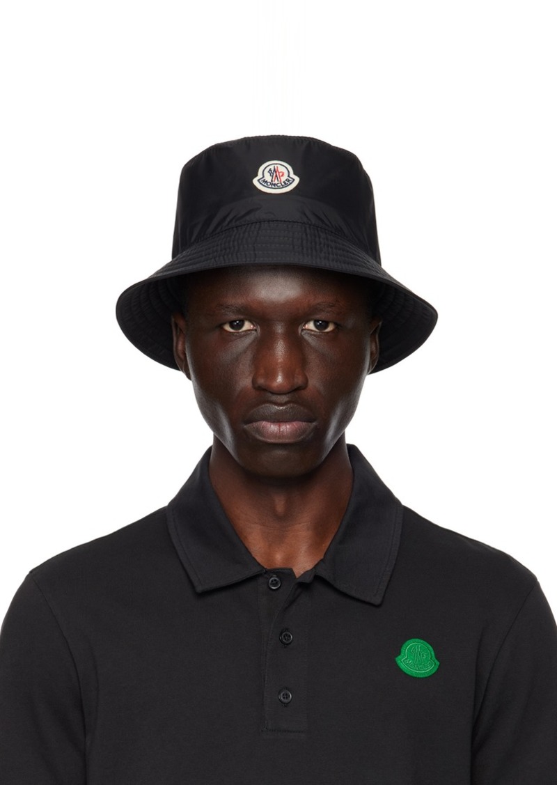 Moncler Black Logo Patch Bucket Hat