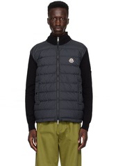 Moncler Black Padded Down Cardigan