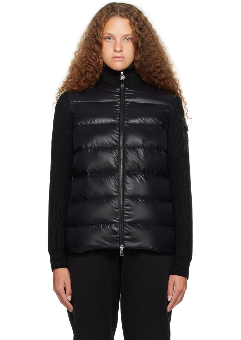 Moncler Black Padded Down Cardigan