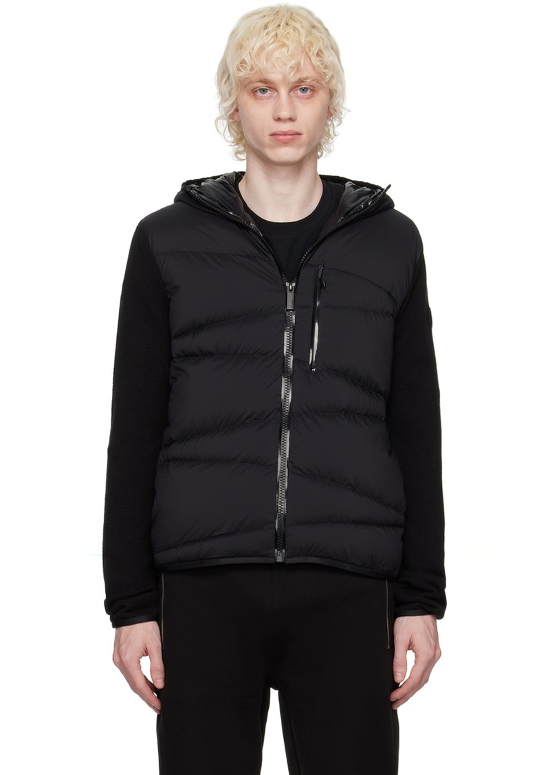 Moncler Black Paneled Down Hoodie