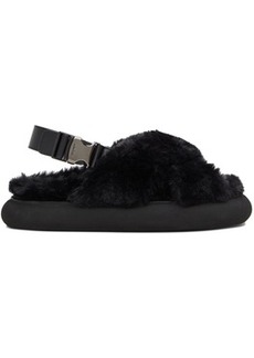 Moncler Black Solarisse Faux-Fur Sandals