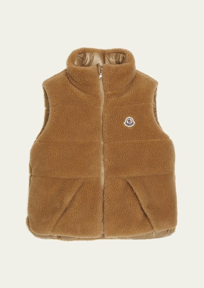 Moncler Boy's Colbricon Faux Fur Logo Embroidered Vest  Size 8-14