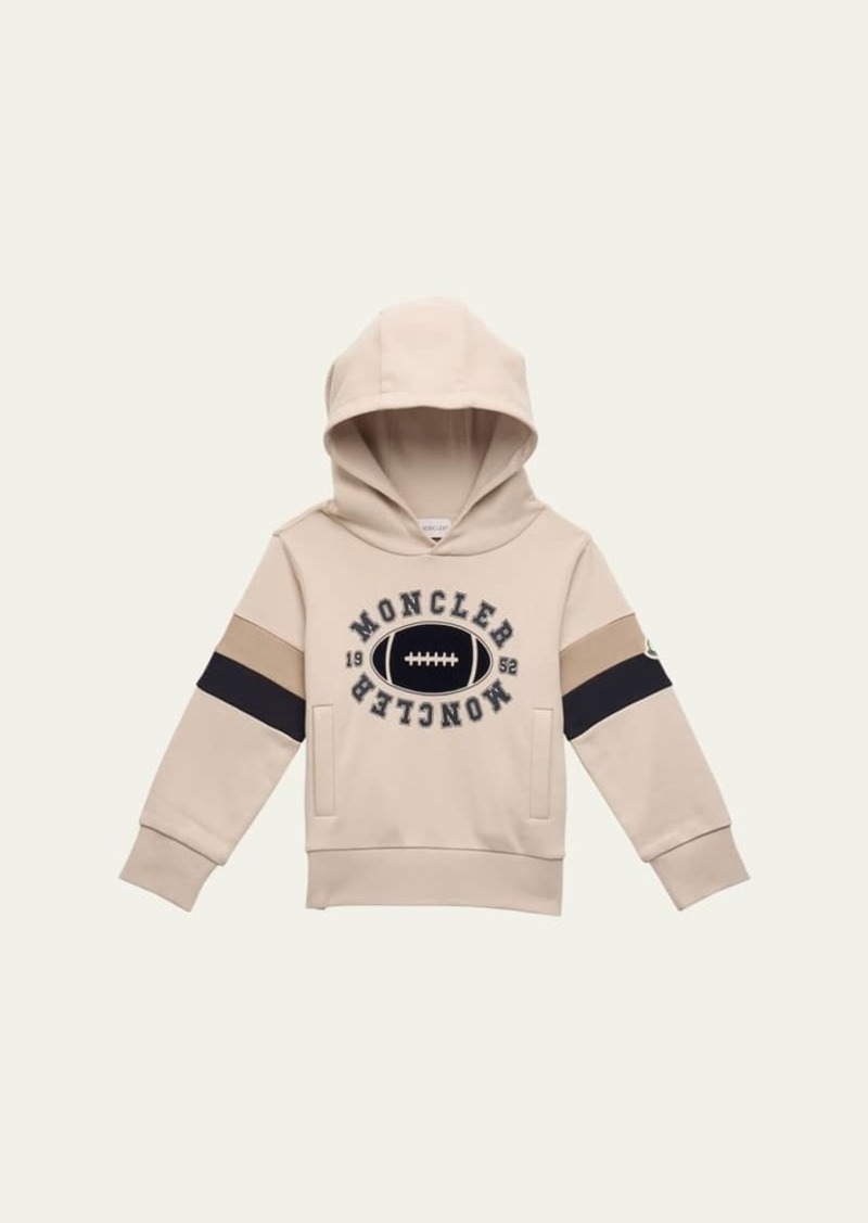 Moncler Boy's Football-Inspired Logo-Print Hoodie  Size 4-6